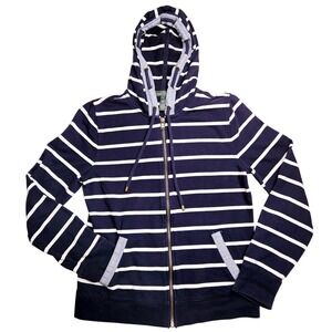 LAUREN Ralph Lauren Navy Blue Stripe Full Zip Hoodie‎ M Nautical 90's Y2K Preppy